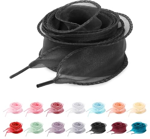 UamGlsob 4cm Breite Satin Schnürsenkel aus Chiffon Organza | Weiche Transparente Schuhbänder für Damen Turnschuhe, Schneegarn Ribbon als Schleifen-Dekoration