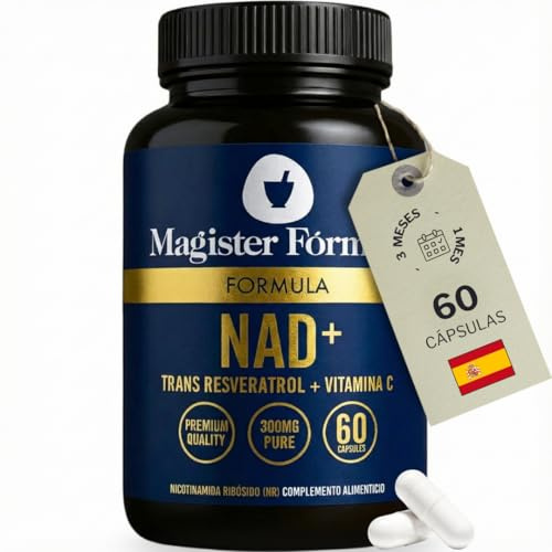 NAD Resveratrol, Nicotinamide Riboside 900mg puro, Nad+ Vitaminas, 60 Cáps | NAD plus, TransResveratrol, Vitamina C y L-Leucina, Antioxidante Antienvejecimiento, Activa Longevidad y Reparación Celular