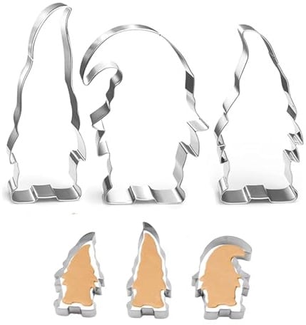 3 Stück Wichtel Weihnachtsmann Plätzchen Ausstecher Halloween Ausstechformen Set,Backformen Halloween,Lebkuchenmann Kekse Wichtelzubehör,Brotausstecher,Oster Keksausstecher