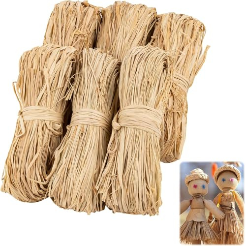 Aililong Raffia Hilo de Rafia para Crochet, 6 Piezas 300g Cinta Cuerda Natural Manualidades DIY, Atar Floristas Jardín - Flexible y Ecológico