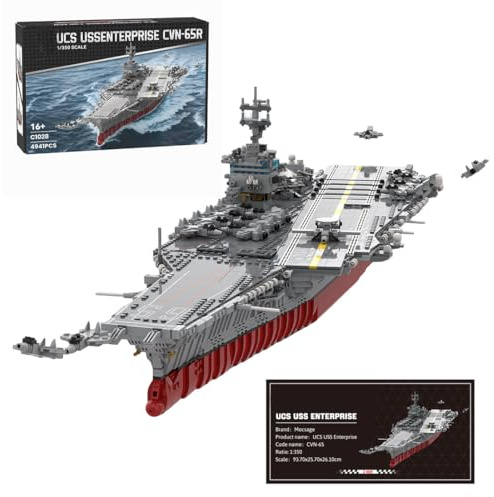 ToysWeltX Mocsage 1/350 UCS USS Enterprise CVN-65 Porte-avions à propulsion nucléaire Ensemble de kit de modélisme militaire (4941 pièces)