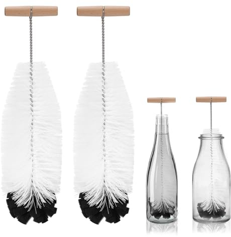 MICHIHOMIE 2 Stück Flaschenbürste Kompatibel mit Sodastream Glasflaschen | 32cm Reinigungsbürste für Glaskaraffe Sodaflaschen Babyflaschen Trinkflaschen, Reinigt Kraftvoll (Schwarz+Weiß)
