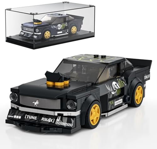 Mould King 27024 Speed Champion Rennwagen Bausteine Sportwagen Klemmbausteine mit Acryl-Vitrine Modellautos zum Sammeln (408 Teile)