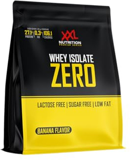 XXL Nutrition - Whey Isolate Zero - Laktosefreies Protein Pulver Isolat - 90% Eiweiss, Laktosefrei, Zuckerfrei - Banana - 1000 Gramm