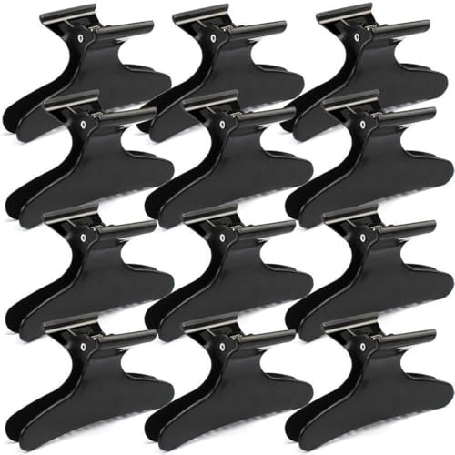 12 Pezzi Becchi d'Oca per Capelli Donna, Pinze per Capelli a Forma di Farfalla Nere, Abteilklammern per Parrucchiere & Salone, Accessori per Haarstyling per Ragazze, Perfette per Styling o Asciugatura