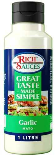 JCD Foods Vegan Garlic Mayo 1L | Smooth, Creamy Plant Based Garlic Mayonnaise & Aioli | Bold Fresh Garlic Flavour | Large 1 Litre Catering Bottle