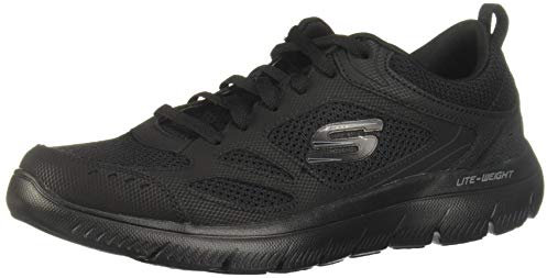 Skechers Summits South Rim, Zapatillas Deportivas Hombre, Black Leather/Mesh/Trim, 40 EU