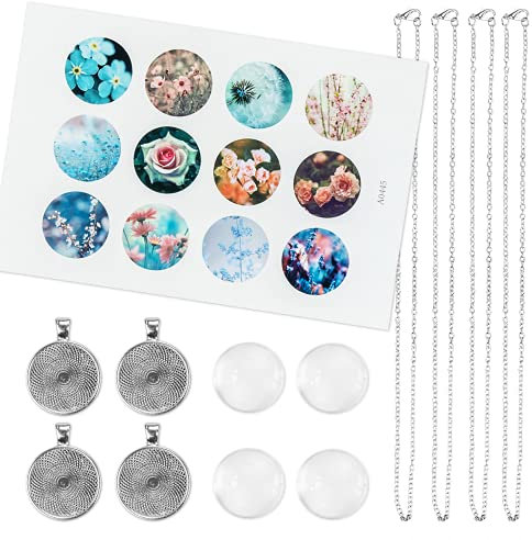 Vintageparts Cabochon-Set Mara - DIY Bastel-Set für Halskette & Halsband - Vintage Schmuck selber machen - für Anfänger & Profis - Silberfarben