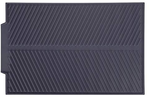 Nikou Silicone Dish Drying Mat, Rectangle Drain Mat Drying Dishes Pad Heat Resistant Non-Slip Tray Easy Drainage Universal Drain Board for Kitchen Countertop(Dark Grey)