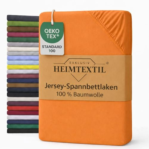 EXKLUSIV HEIMTEXTIL Jersey Spannbettlaken Premium 90-100 x 200 cm Terrakotta 100% Baumwolle Öko - Tex Zertifiziert Bed-Sheet Bettlaken Spannbetttuch Topper Leinentuch
