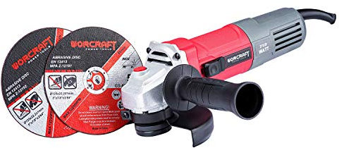Meuleuse d'angle flex WORCRAFT 710 W 125 mm M14 avec 2 disques abrasifs gratuits, ponceuse à tronçonner électrique, ponceuse d'angle à main
