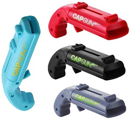 Bieröffner Lustig Cap Gun Flaschenöffner Firing Cap Shooter Bieröffner Fantastisches Trendspielzeug zum Trinken von Partyspielen - Party Zubehör (4 Farben in 1 Packung)