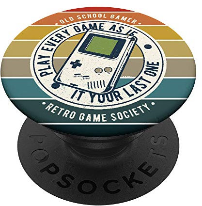 Viejo juego sobre fondo retro PopSockets PopGrip: Agarre intercambiable para Teléfonos y Tabletas