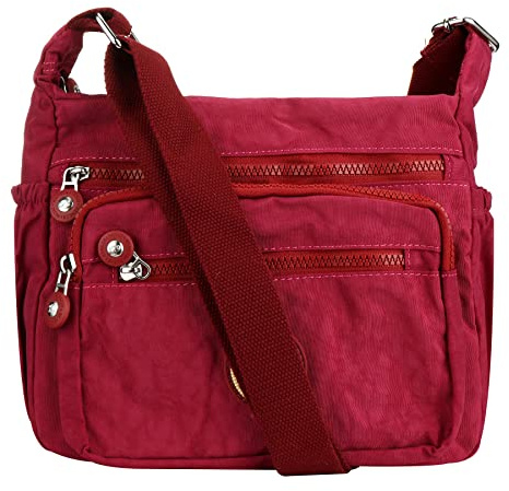 Milky Way Damen Umhängetasche mit mehreren Taschen, Wasserdichte Nylon Mittelgroß Crossbody Bag Handytasche zum Umhängen Umhängetaschen für Mädchen und Damen
