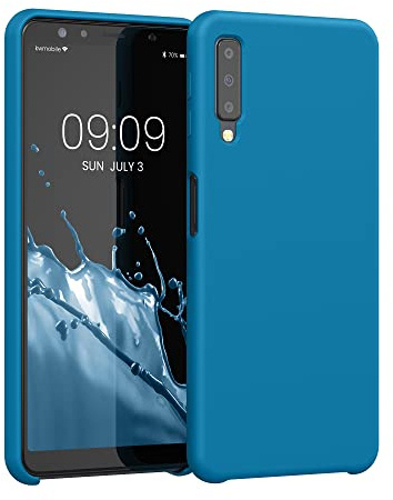 kwmobile Handyhülle für Samsung Galaxy A7 (2018) Hülle - Case Silikon - Kabelloses Laden - Schutzhülle Cover in Karibikblau