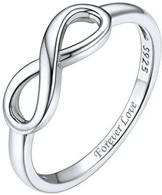 ChicSilver Personalisierter Damenring Infinity Unendlichkeit Ring Promise Ehering in Ringgröße 59 Trauring Verlorbungsring Hochzeitsring Freundschaftsring für Mädchen Frauen