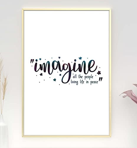 Handmade By Stukk Imagine All People Living In Peace inspirierendes, positives Kunst-Poster, Wand (A0, 841 x 1189 mm)