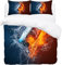 Fire and Water Ice Hockey Puck Exploding Bedding Single Duvet Set - Soft Microfiber Duvet Cover with Pillowcases - Bedding Quilt Cover Set