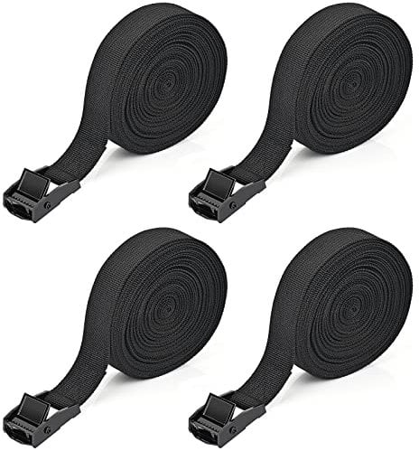 Kshineni 4 Pcs Ratchet Tie Down Straps, 6m x 25mm Heavy Duty Lashing Strap Adjustable Black Roof Rack Straps Tensioning Belts with Buckle for Trucks, Cargo, Motorcycle, Trailer, Luggage