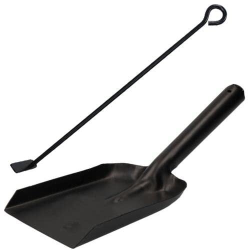 AB Tools L Ash Rake Scraper & Shovel For Flues Wood Burner Fire Coal Steel Metal Black