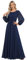 Ever-Pretty Damen Abendkleider Lange Ärmel Chiffon Rundkragen Ärmellos Elegant Navy Blau 36EU
