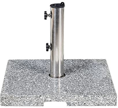 Base para sombrilla de granito gris plateado 45 x 45 cm acero inoxidable Ceggia