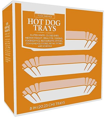 Hot Dog Tabletts aus Papier, 20,3 cm, Weiß, 100 Stück