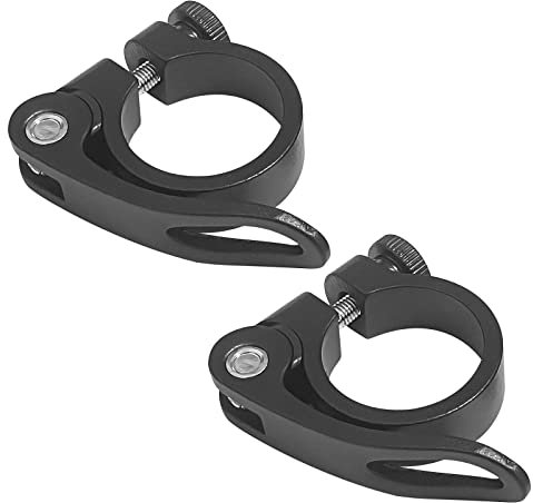 2 Stück Fahrrad Sattelklemme,31,8 mm Schnellspanner Sattelstütze, Sattelkloben aus Aluminiumlegierung, Fahrradsattel Befestigung (Schwarz)