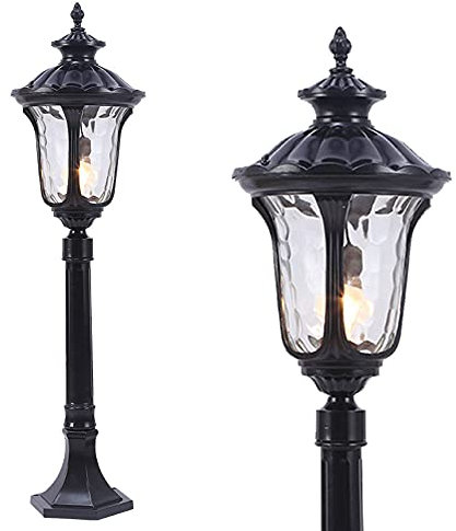 Mengjay Stehlampe Außenleuchte,Vintage Gartenlampe,Spalte-Lampe Rasenleuchte Außen Wasserdichte Glas Spalte Lampe Garten Landschaft Pole Lights Outdoor Leuchten E27 Dekoration Straßenlaterne (C)