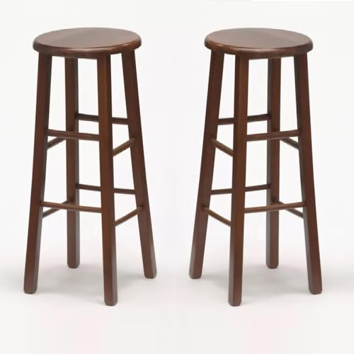 Barhocker Set von 2 runden H 80 cm dunkle Walnuss gerade Beine