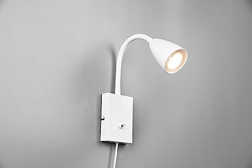 lightling Sandra Wandleuchte, Flexarm verstellbar, Breite: 8.5 cm, Höhe: 23.5 cm, Auslage: 22 cm, Weiß matt, Metall, exkl. Leuchtmittel, GU10, max: 10W