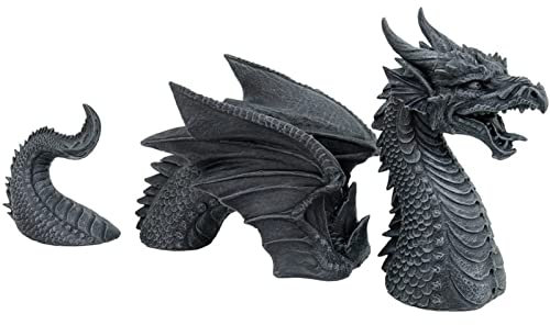 Teksome Statue de Dragon de Jardinage en résine, Statue de Dragon Gothique à Trois Sections – Décoration de Jardin pour Salon, Chambre à Coucher, extérieur et intérieur