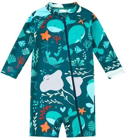 upandfast Baby Girl/Boy Swimwear Toddler Rashguard with Full-Length Zipper UPF 50+ Infant One Piece Bathing Suit