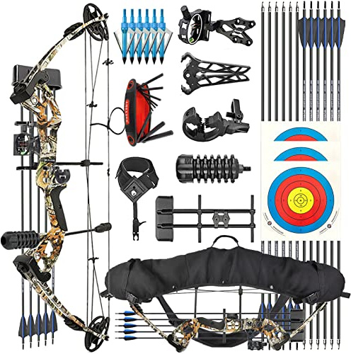 ZSHJGJR Archery Compound Bow Kit Set Bow and arrows Set 30-55lbs Adjustable Archery Hunting bow Compound bow kit for adult Beginners Compoundbow Hunting and Target Shooting