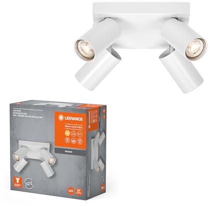 LEDVANCE LED SPOT OCTAGON PL 4 x 3,4W, GU10, 920lm, weiß, 2.700K Farbtemperatur, warmweiße Lichtfarbe, zeitloses Design, austauschbare LED-Lampe, ideal für Innenräume, CRI 90, verstellbare Köpfe