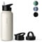 Vinsun Edelstahl Trinkflasche 1L weiß - Strohhalm, Trinköffnung, Drehverschluss - auslaufsicher, Kohlensäure geeignet - leichte Thermosflasche Sport, Outdoor, Büro