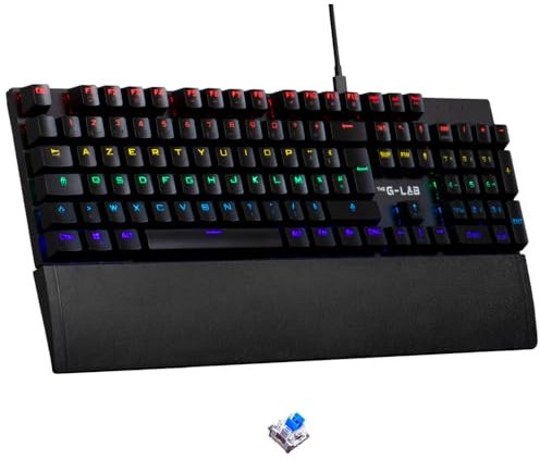 The G-Lab Keyz Carbon EX spanische mechanische Tastatur QWERTY mit Ñ, Blaue Schalter, Gaming-Tastatur, hohe Reaktivität, 16 Hintergrundbeleuchtung, PC, PS4, PS5
