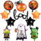 10 Stück Boo Ballon Set, XXL Geist Spinne Kürbis Hexe Monster Folienballon Mit Orange Schwarz Stern Rundes Halloween Party Deko Luftballon für Kinder Happy Nacht Party Dekoration