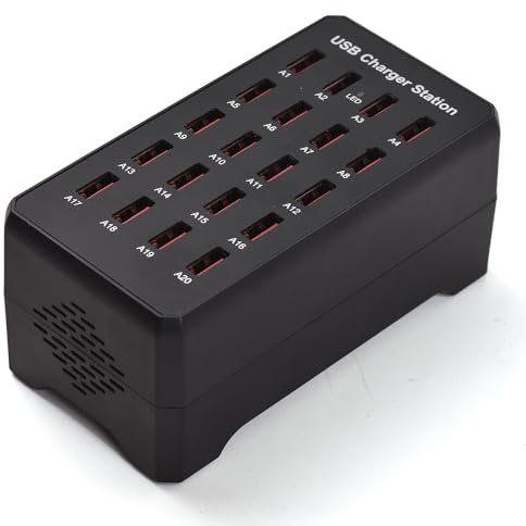 docooler Caricatore USB C Blocco di porte multiple Caricatore USB intelligente da 20 porte da 100 W Caricatore rapido USB C Hub di ricarica USB per più dispositivi Protezione di sicurezza