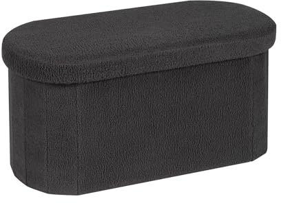 Bonlife 76 cm Sitzbank mit Stauraum, klappbare Sitztruhe, Aufbewahrungsbox, Fußbank,Elliptisch,76x38x38cm,Grau，bis 120 kg belastbar, für Wohnzimmer Schlafzimmer Flur