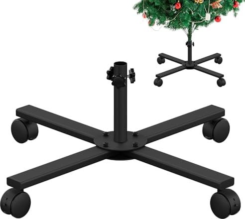 Mordx Supporto per Albero di Natale con Ruote in Gomma,Pieghevole in Metallo,Base dell'albero di Natale Rimovibile,per Alberi di Natale artificiali,Decorazioni natalizie (40 cm, ø 2,4 cm)