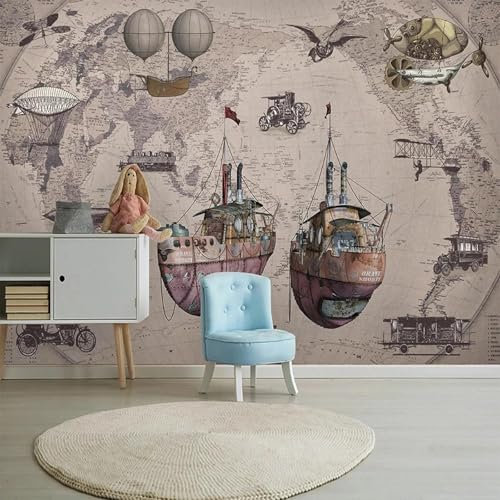 MIXUEXUNLU Photo Wallpaper European Retro Sailboat Pattern Mural bar Western Restaurant Background Wall Decoration Mural