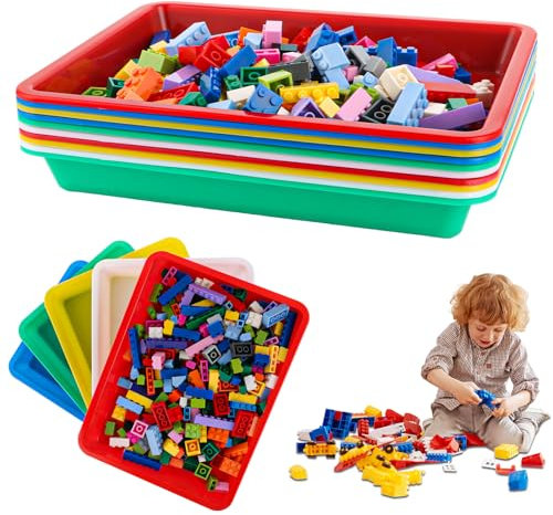 MIVIDE 20 Pieces Plastic Art Trays 28 x 21 x 3 cm Tray Serving Tray Rectangular Plastic Tray Serving Trays for Crafts School Home (5 Colours)