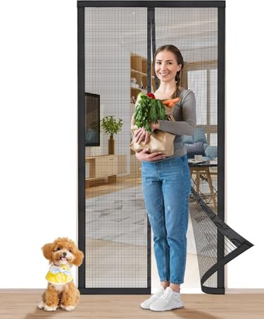 Smartor Magnetic Screen Door |2025 Upgraded PET- Tiny Hole | Self Sealing- Fits 36x82 Door |Heavy Duty -Hands Free Retractable Screen Door Keeps Bugs Out | Pet and Kid Friendly| 39 Inch x 83 Inch