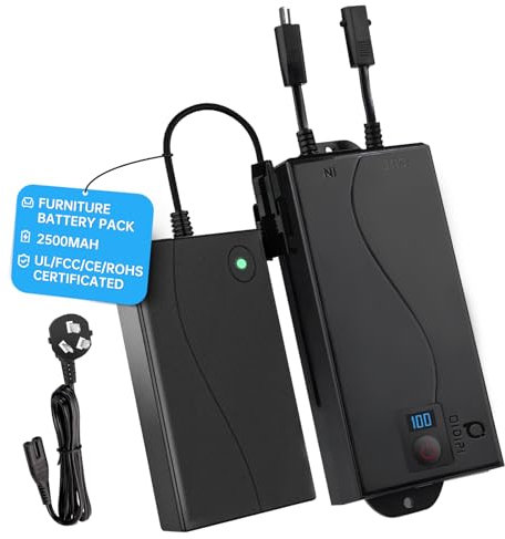 OiDiPi Rechargeable Recliner Battery Pack with LCD Display, Battery Pack for Reclining Furniture, Universal 2-Pin Power Supply, Suitable for Power Recliners, Sofas, Lift Chairs and Couches (2500mAh)