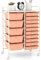 TANGZON 15 Drawers Storage Cart, Multipurpose Mobile Organizer with Lockable Wheels, Utility Rolling Trolley for Home Office Stationery Beauty & Salon (Peach)