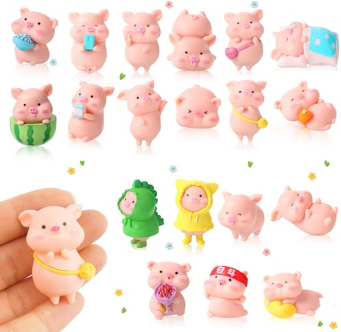 Norhogo 19 Stück Glücksbringer Silvester, silvester schwein | Glücksschweinchen Klein Glücksbringer Neujahr für DIY Handwerk, Kuchen, Geburtstag Party Miniatur-Fee-Garten dekoration