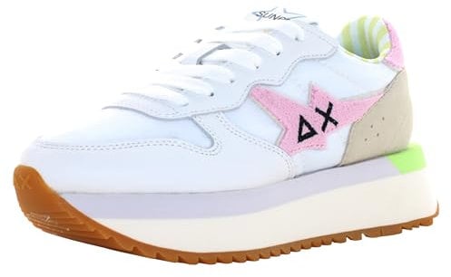 SUN68 Z35215 Sneakers Con Lacci In Tessuto/camoscio Da Donna BIANCO/ROSA 41