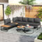 Merax Gartenmöbel Set 5-Personen, Sitzgruppe Gartenlounge mit Kissen & Satztische, Outdoor Ecksofa-Set aus verzinktem Eisen & Kunststoffholzplatte, Möbel wetterfest für Garten Balkon Terrasse, Grau