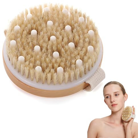 Corps Brosse A Sec Drainage Lymphatique,Naturel Brosse Corps A Sec,Brosse De Massage,Drainage Lymphatique Brossage A Drainage Lymphatique,Brosse Exfoliante,Brosse De Massage à TêTe Ronde